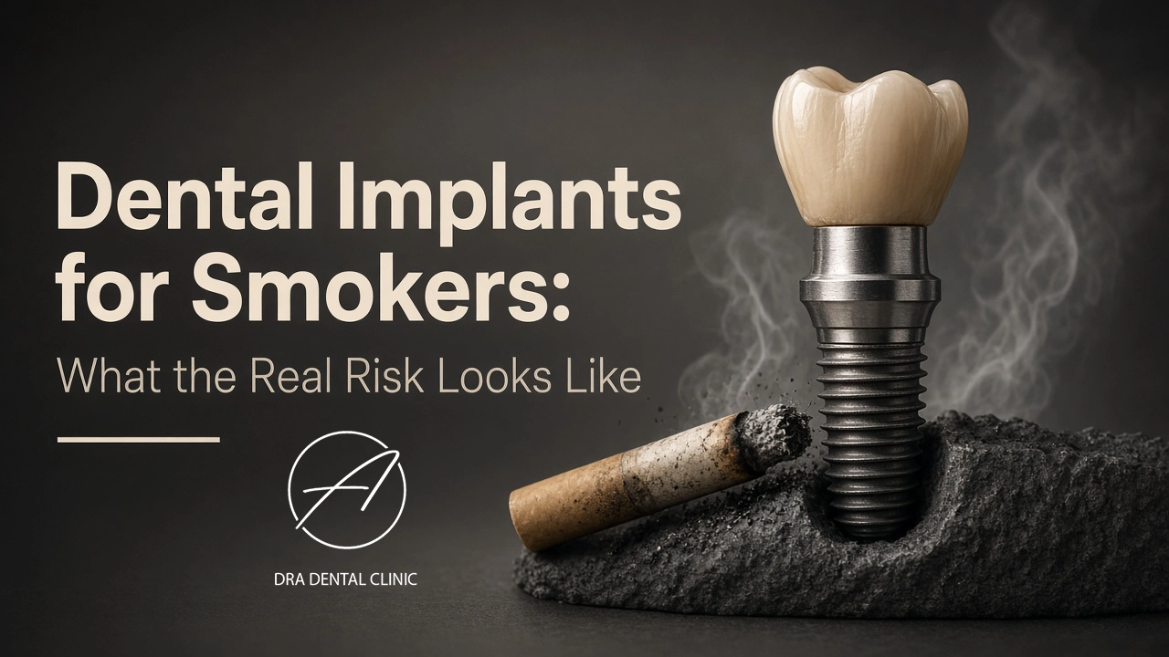 Cover image about the real risks of dental implants for smokers