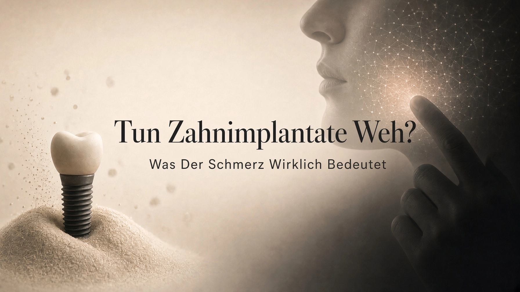 Titelbild dazu, ob Zahnimplantate wehtun und wie sich der Schmerz anfühlt